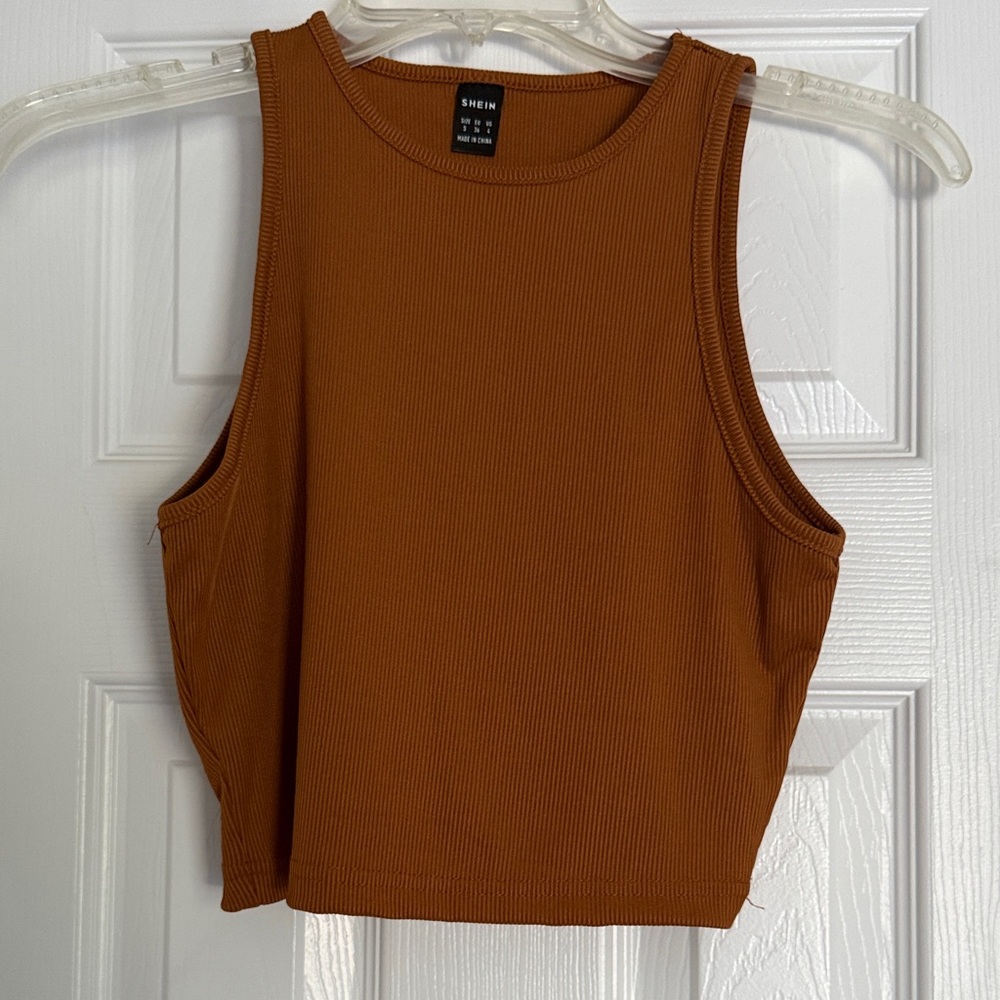 *5 for $20* SHEIN Rust Ribbed Crop Tank Top